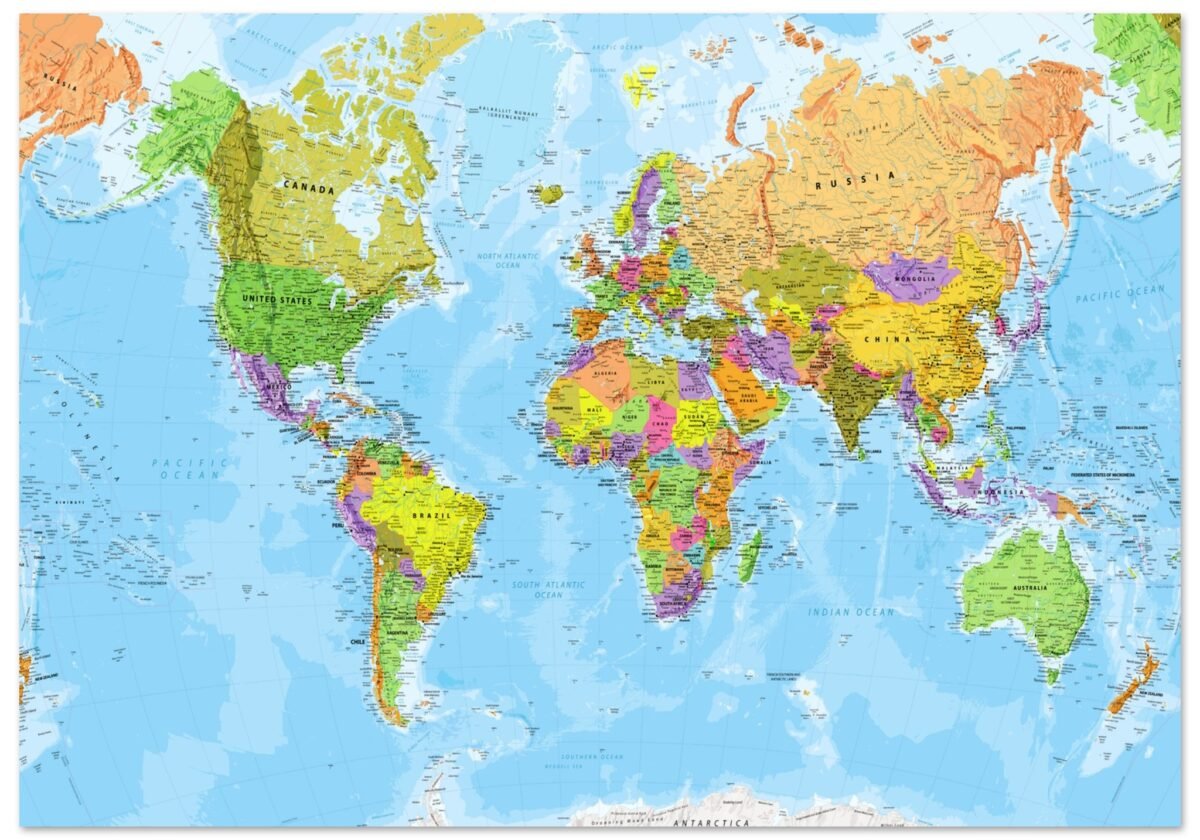 Very Detailed World Political & Physical Map – Premium Wall Map Very Detailed World Political & Physical Map – Premium Wall Map