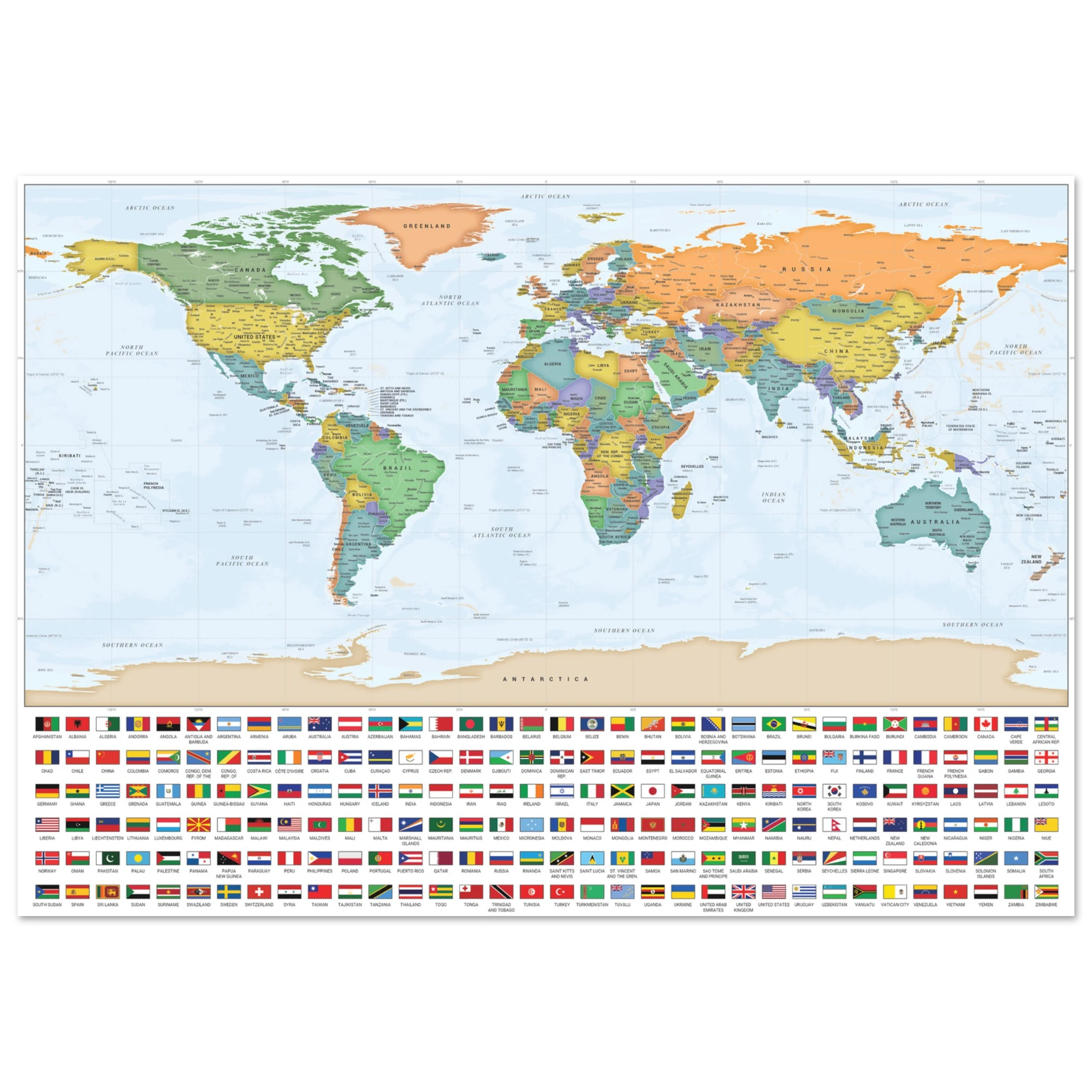 Very Detailed World Political Map with Country Flags and Capitals Premium Wall Map Very Detailed World Political Map with Country Flags and Capitals Premium Wall Map