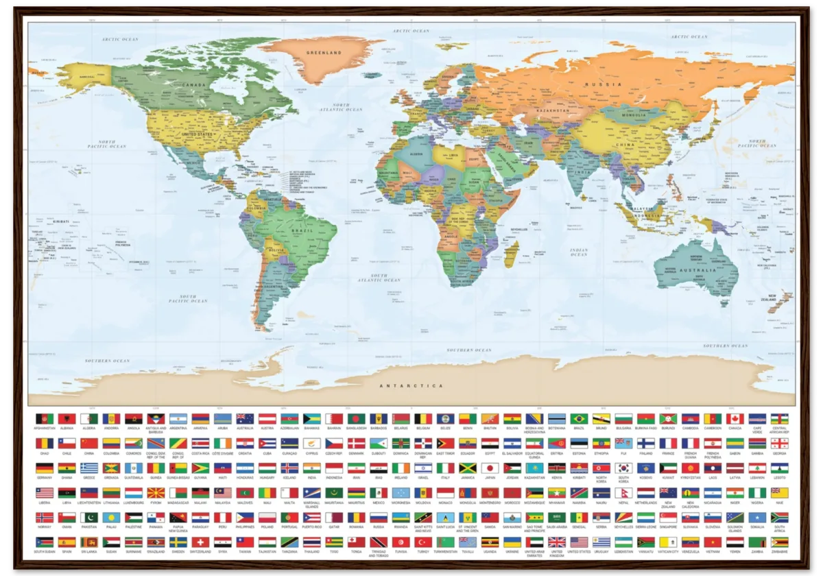 Very Detailed World Political Map with Country Flags and Capitals Premium Wall Map Very Detailed World Political Map with Country Flags and Capitals Premium Wall Map