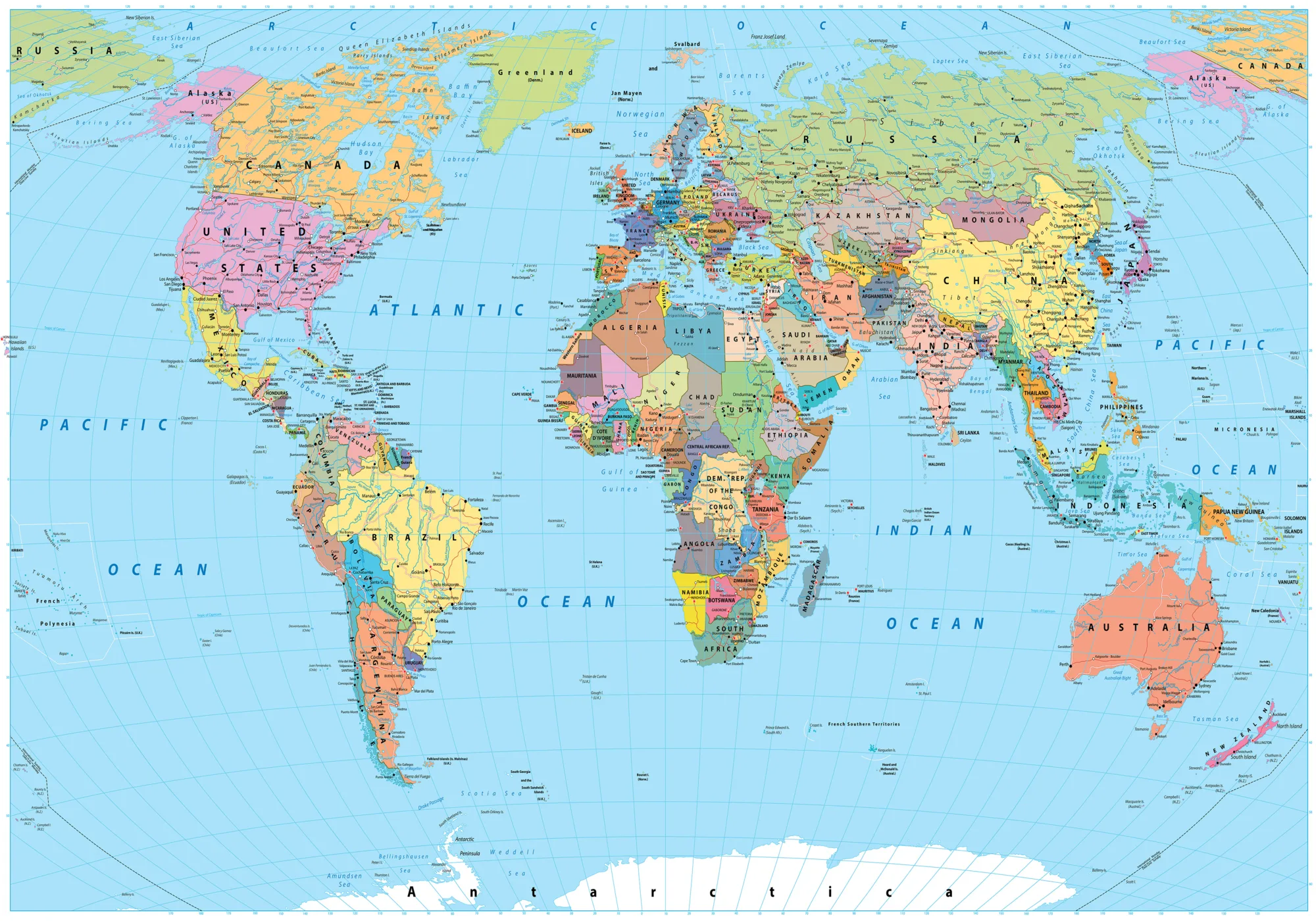 Detailed Classic World Map β Elegant Political Wall Map