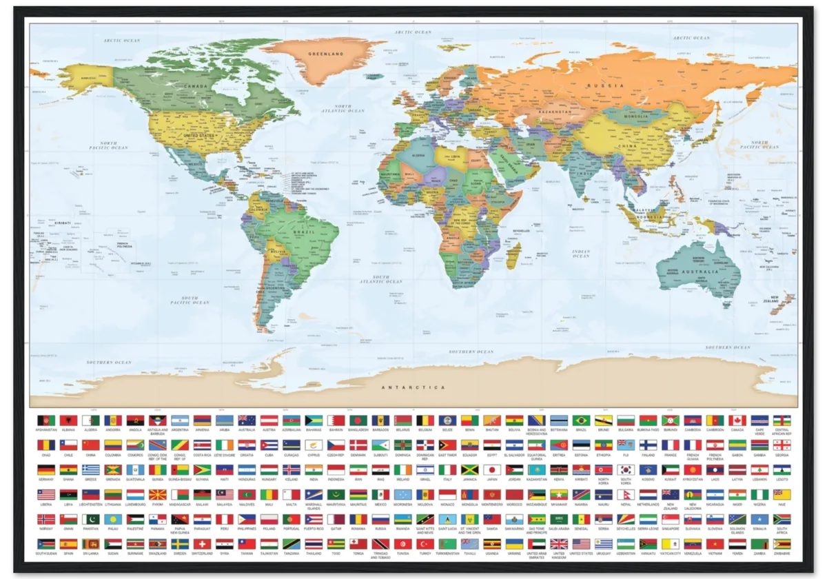 Very Detailed World Political Map with Country Flags and Capitals Premium Wall Map Very Detailed World Political Map with Country Flags and Capitals Premium Wall Map