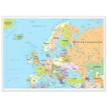 Political map of Europe showing countries, capitals, borders, and major cities. Political map of Europe showing countries, capitals, borders, and major cities.