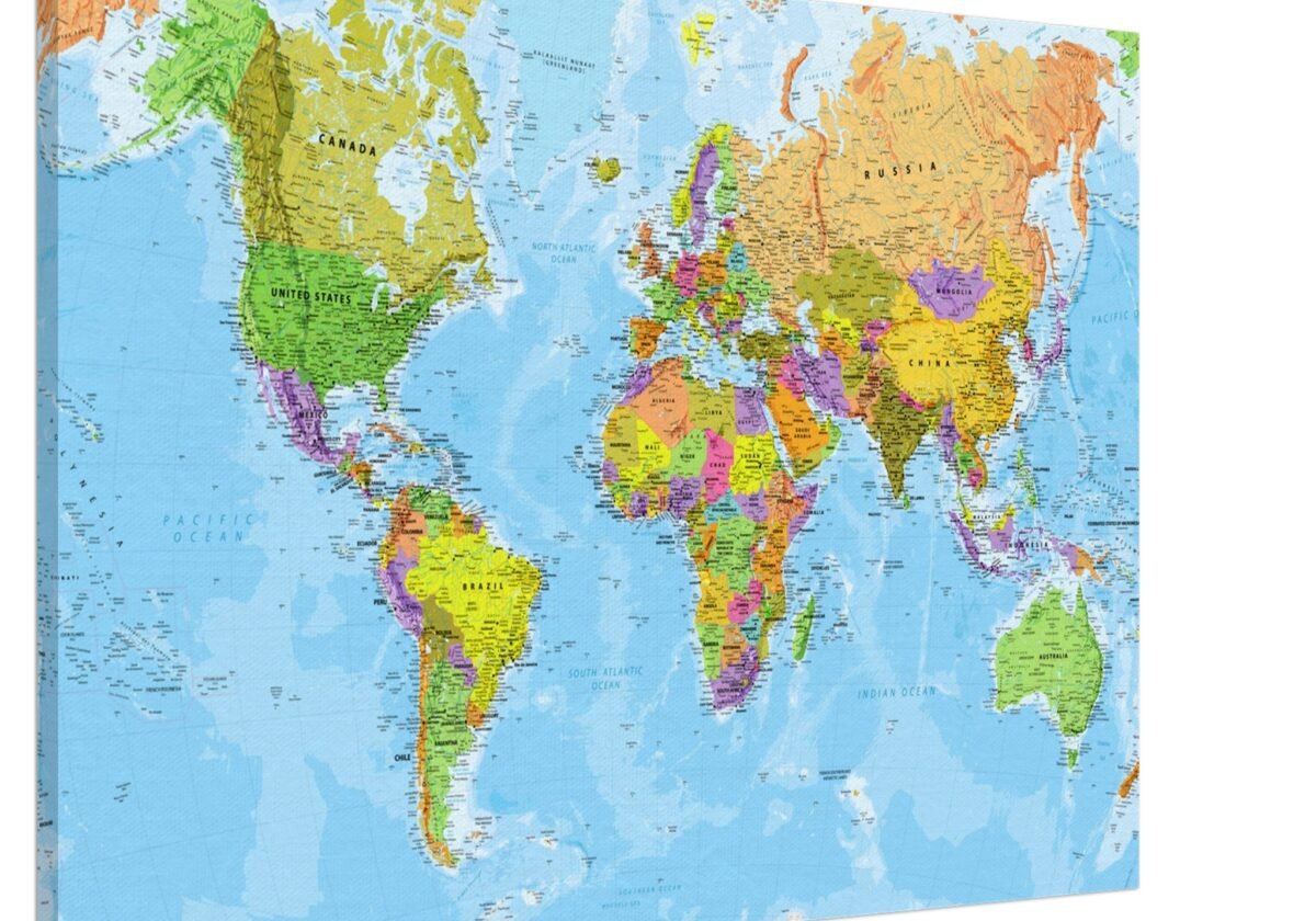 Very Detailed World Political & Physical Map – Premium Wall Map