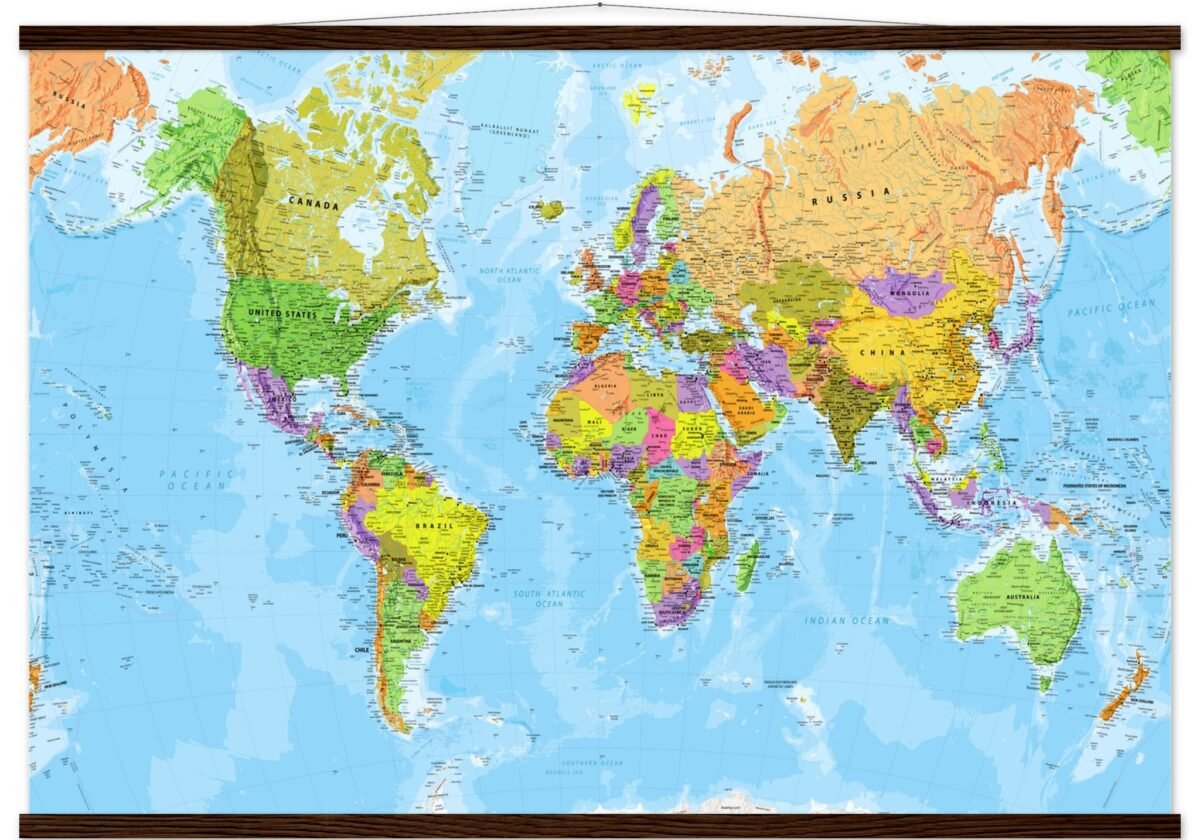 Very Detailed World Political & Physical Map – Premium Wall Map Very Detailed World Political & Physical Map – Premium Wall Map