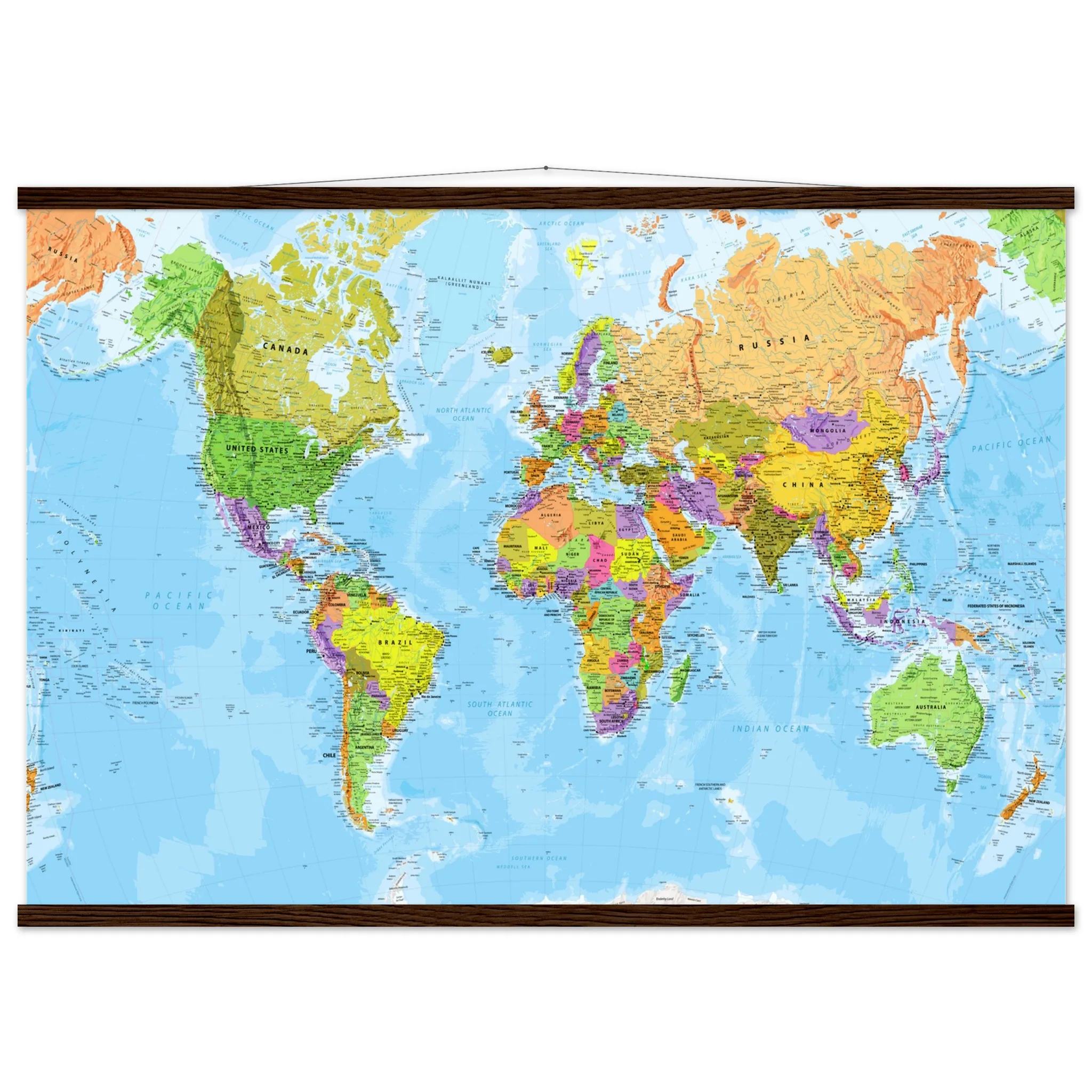 Very Detailed World Political & Physical Map – Premium Wall Map