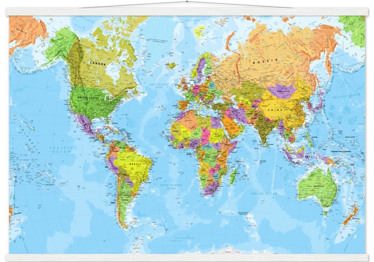 Very Detailed World Political & Physical Map – Premium Wall Map Very Detailed World Political & Physical Map – Premium Wall Map