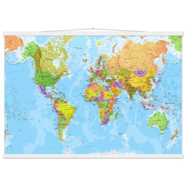 Very Detailed World Political & Physical Map – Premium Wall Map