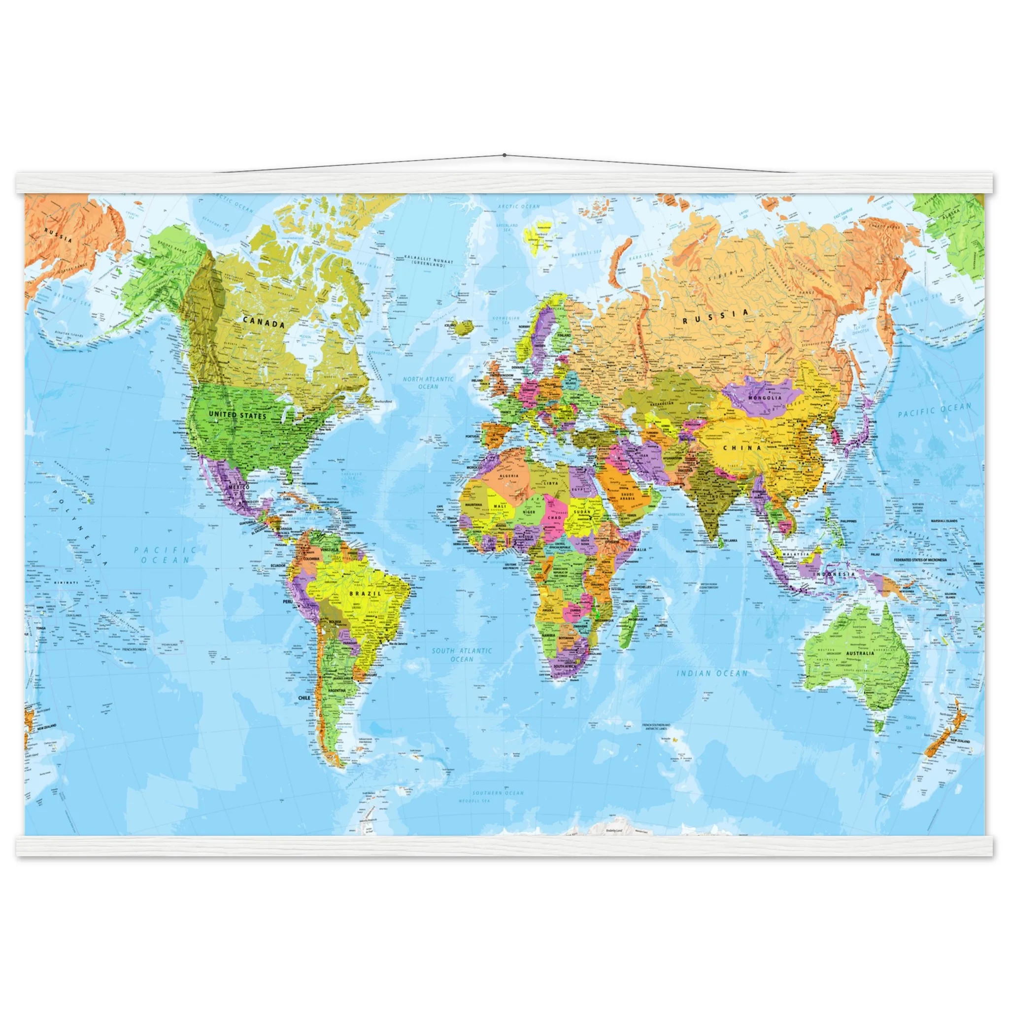 Very Detailed World Political & Physical Map – Premium Wall Map