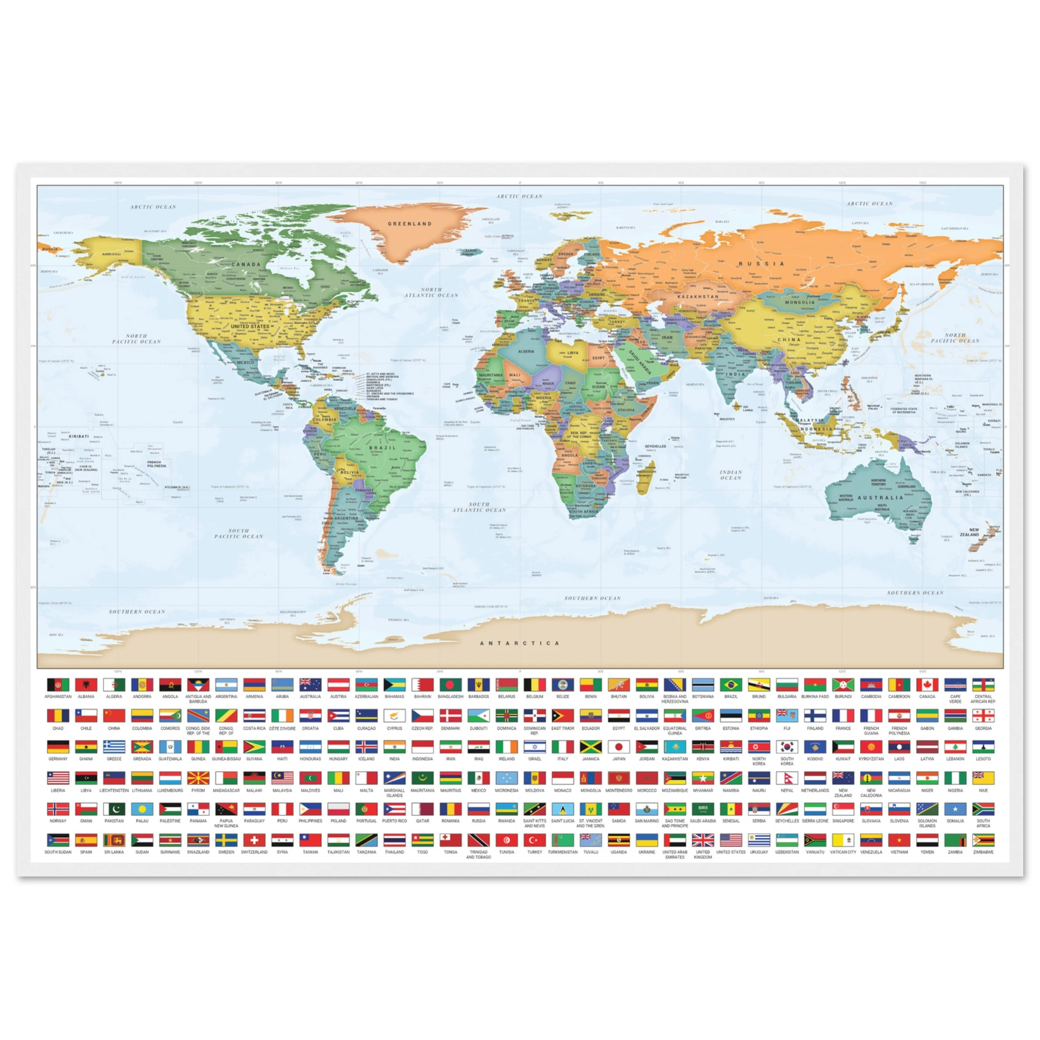 Very Detailed World Political Map with Country Flags and Capitals Premium Wall Map Very Detailed World Political Map with Country Flags and Capitals Premium Wall Map