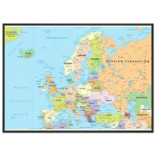 Political map of Europe showing countries, capitals, borders, and major cities. Political map of Europe showing countries, capitals, borders, and major cities.