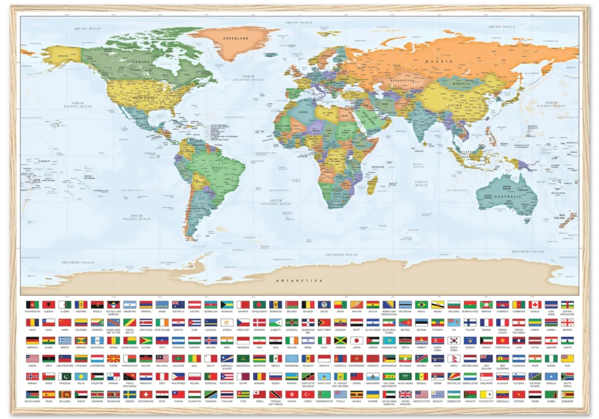 Very Detailed World Political Map with Country Flags and Capitals Premium Wall Map Very Detailed World Political Map with Country Flags and Capitals Premium Wall Map