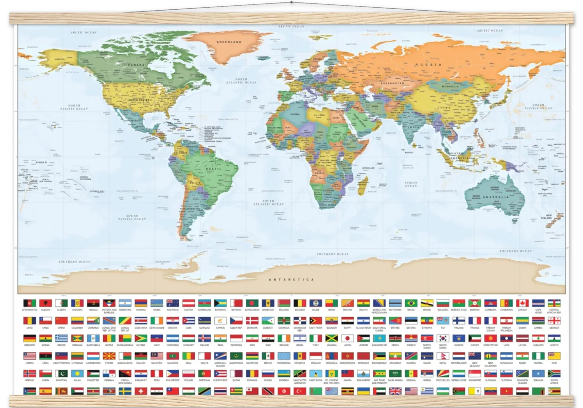 Very Detailed World Political Map with Country Flags and Capitals Premium Wall Map Very Detailed World Political Map with Country Flags and Capitals Premium Wall Map