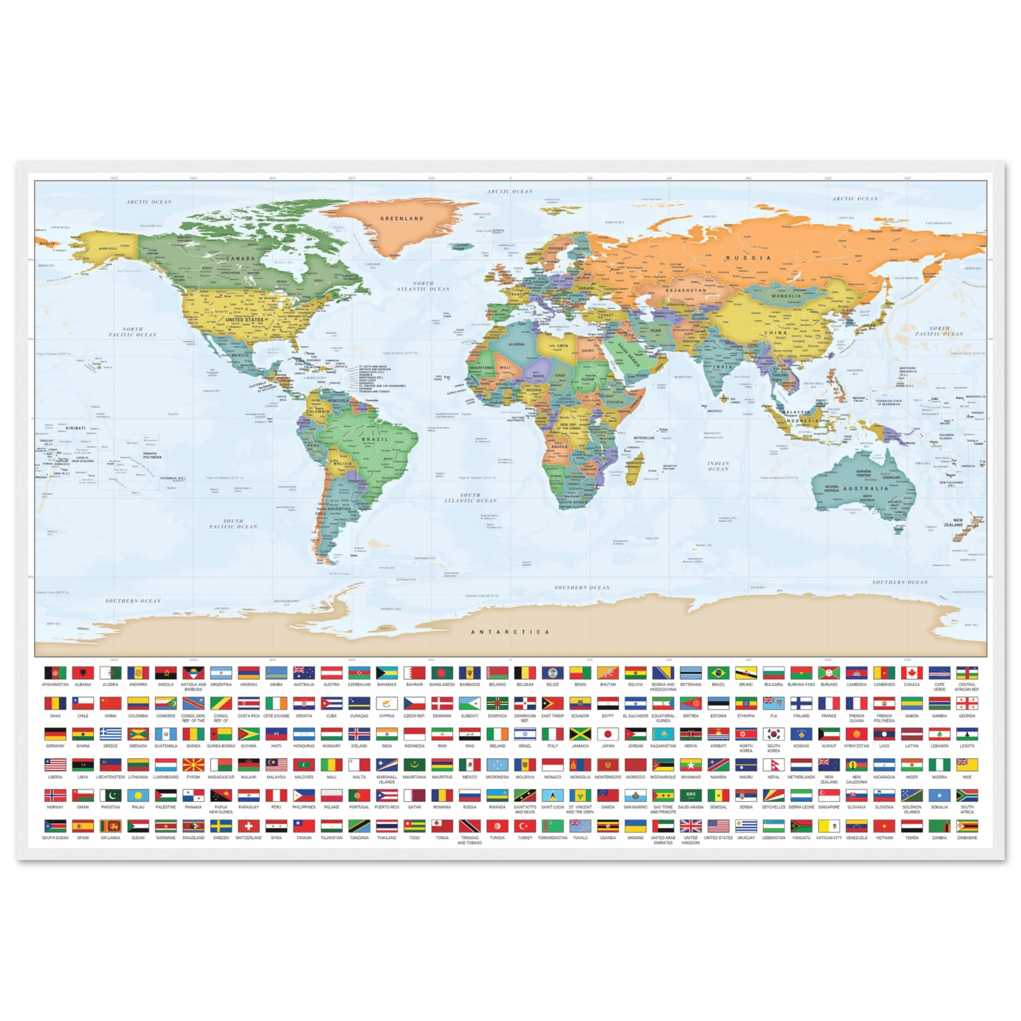 Very Detailed World Political Map with Country Flags and Capitals Premium Wall Map Very Detailed World Political Map with Country Flags and Capitals Premium Wall Map