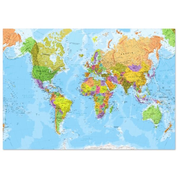 Very Detailed World Political & Physical Map – Premium Wall Map