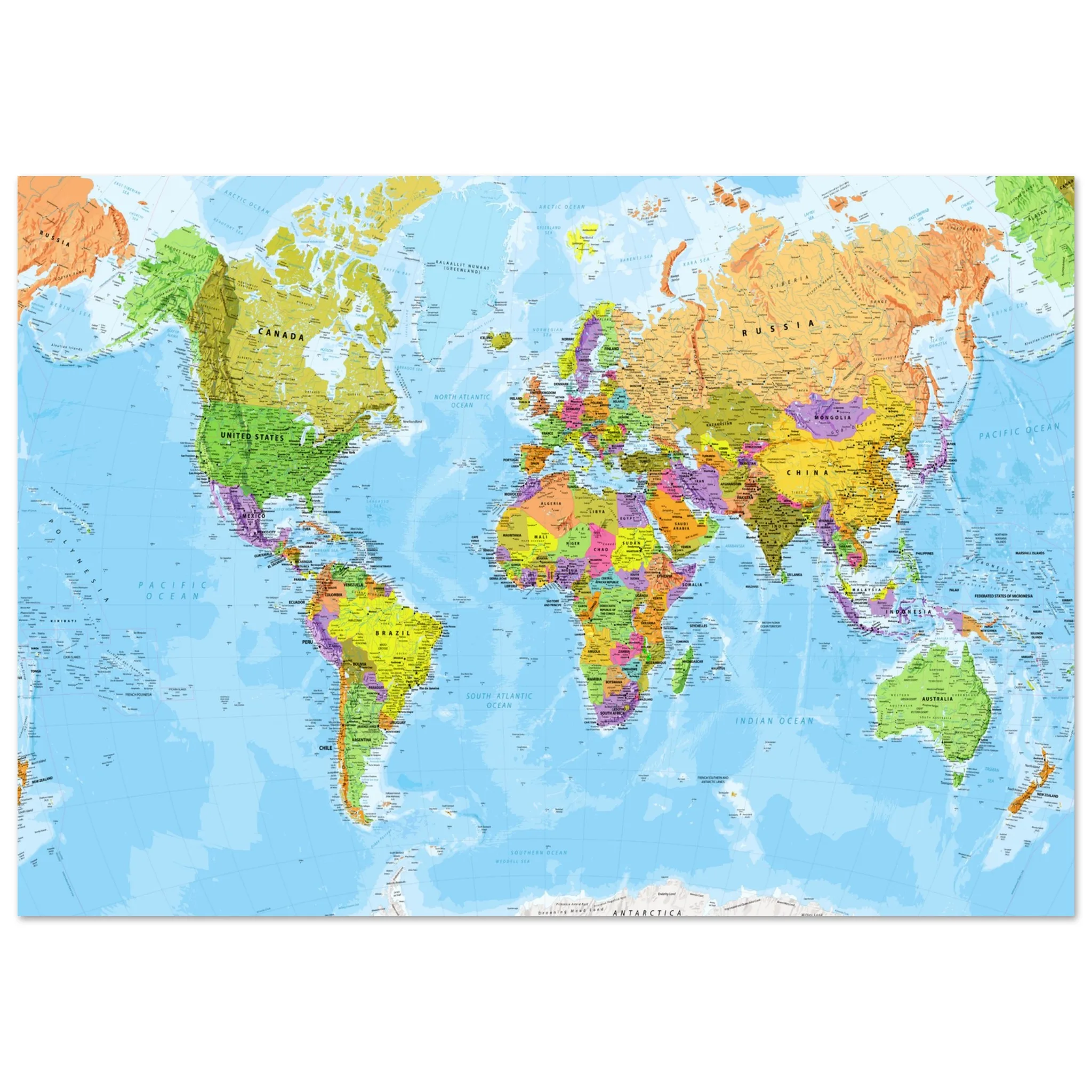 Very Detailed World Political & Physical Map – Premium Wall Map Very Detailed World Political & Physical Map – Premium Wall Map