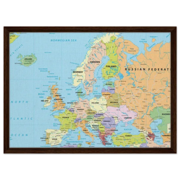 Political map of Europe showing countries, capitals, borders, and major cities.