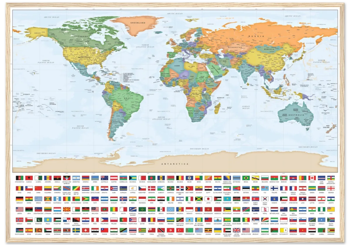 Very Detailed World Political Map with Country Flags and Capitals Premium Wall Map Very Detailed World Political Map with Country Flags and Capitals Premium Wall Map