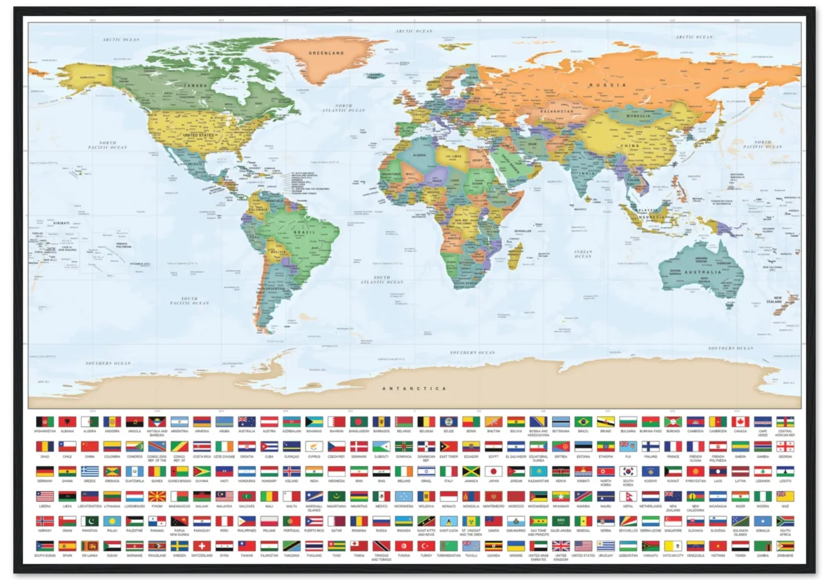 Very Detailed World Political Map with Country Flags and Capitals Premium Wall Map Very Detailed World Political Map with Country Flags and Capitals Premium Wall Map