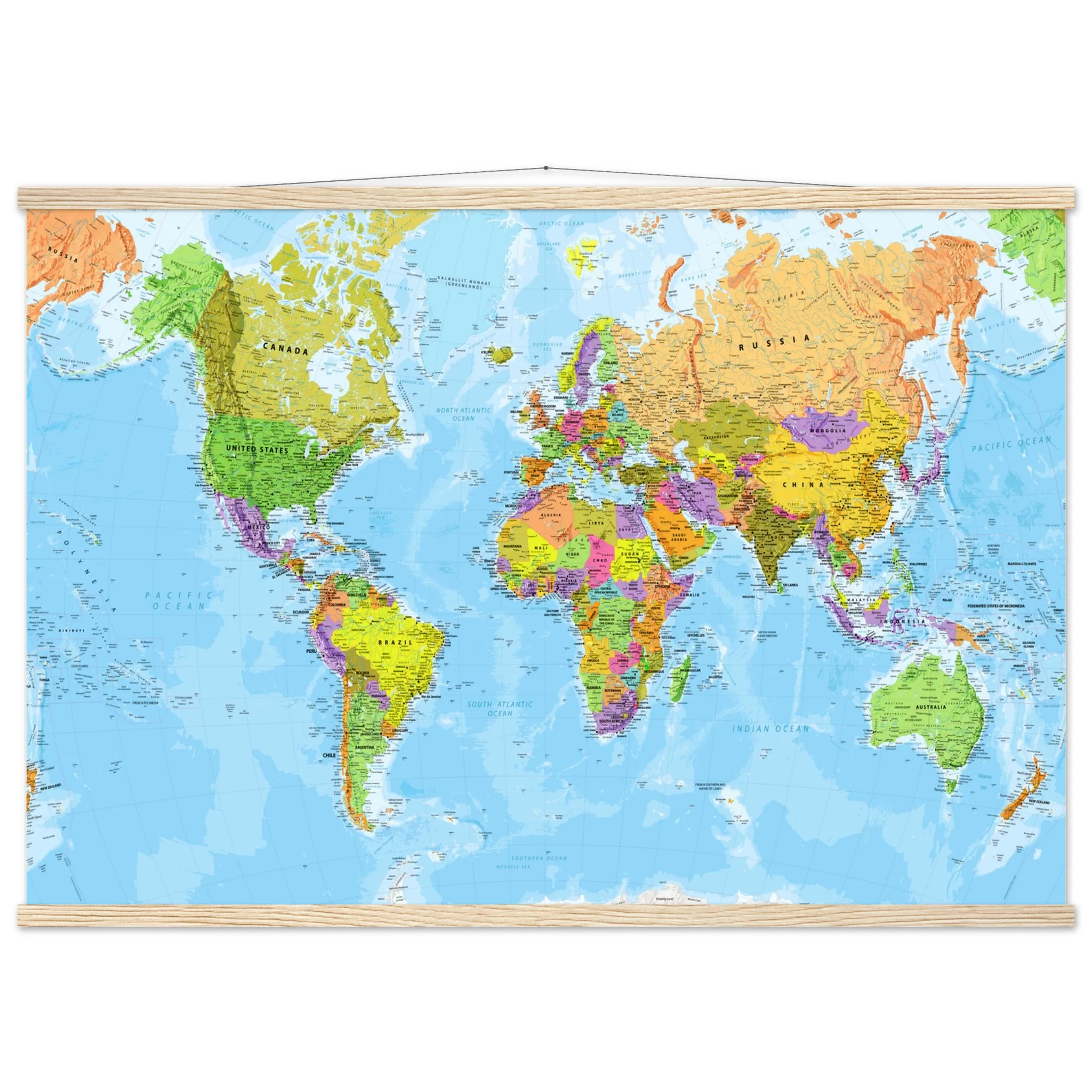 Very Detailed World Political & Physical Map – Premium Wall Map