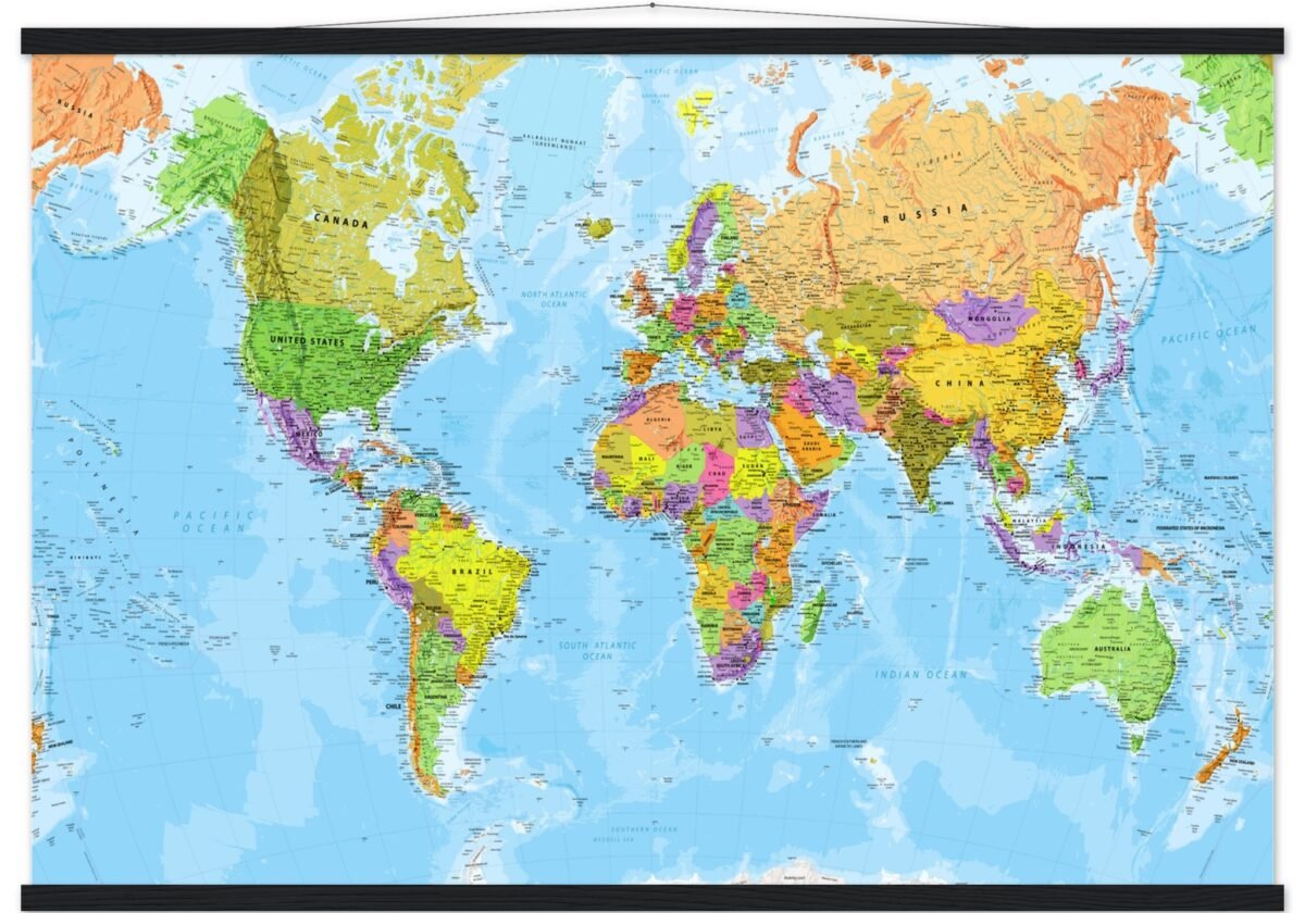 Very Detailed World Political & Physical Map – Premium Wall Map Very Detailed World Political & Physical Map – Premium Wall Map