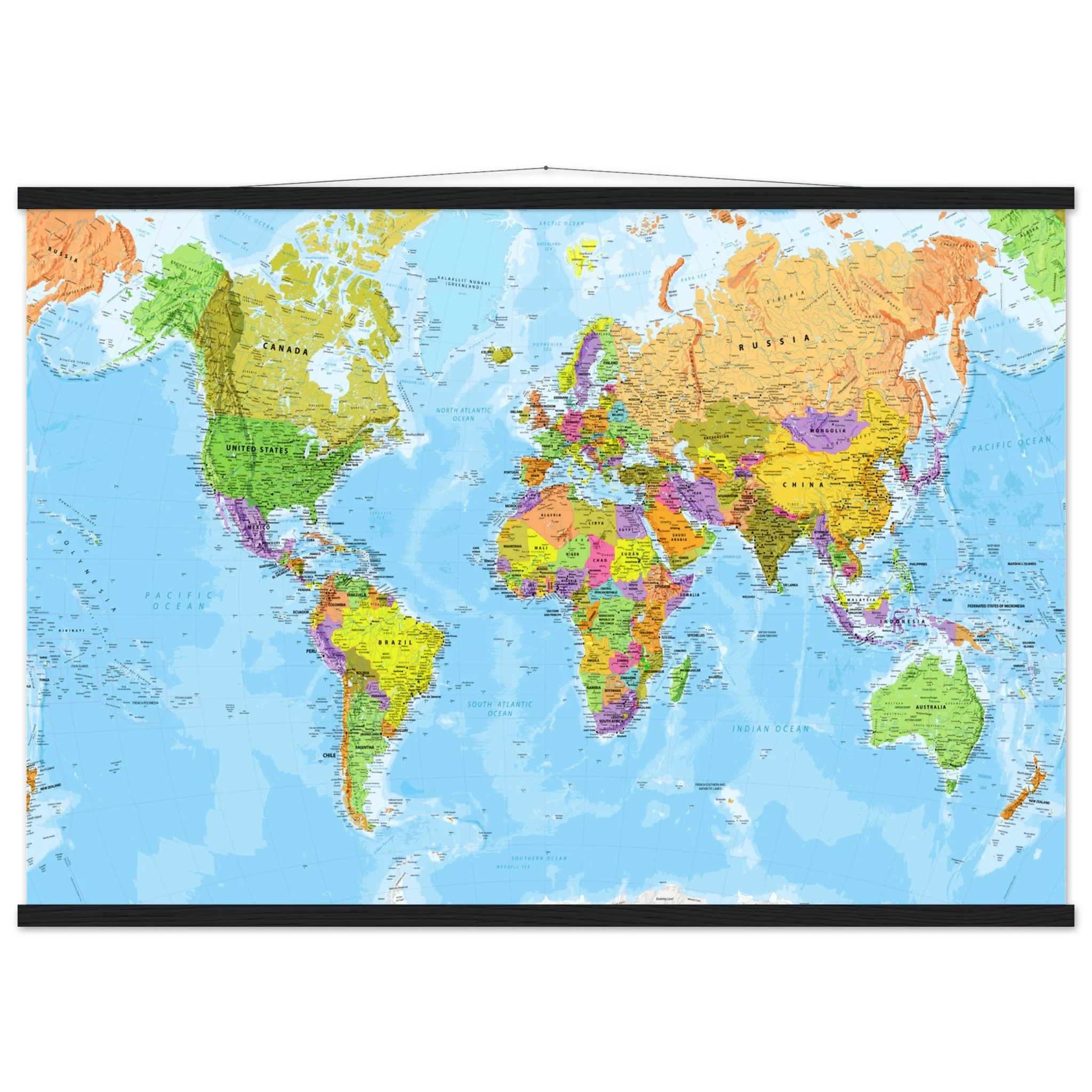 Very Detailed World Political & Physical Map – Premium Wall Map