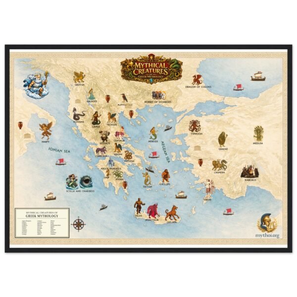 Mythical Creatures of Ancient Greece Map – Illustrated Greek Mythology