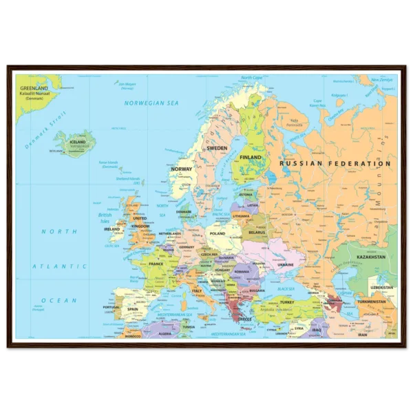Political map of Europe showing countries, capitals, borders, and major cities.