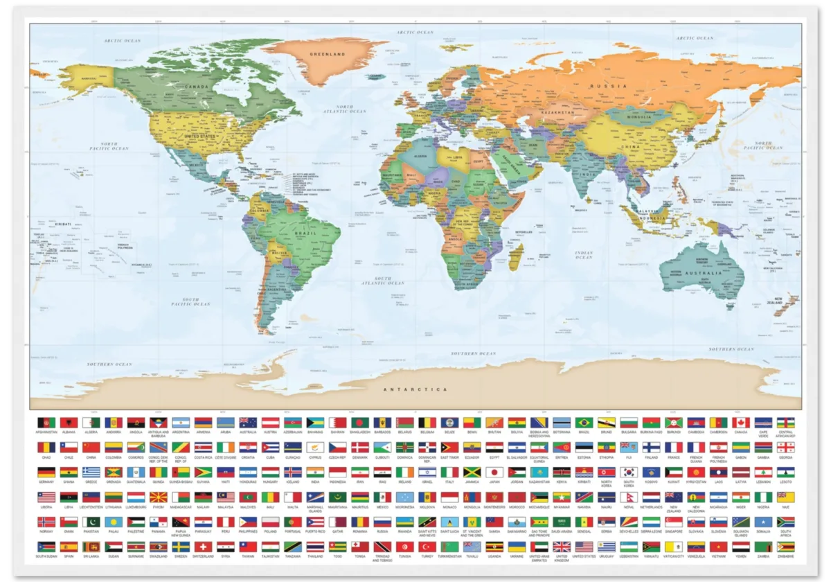 Very Detailed World Political Map with Country Flags and Capitals Premium Wall Map Very Detailed World Political Map with Country Flags and Capitals Premium Wall Map
