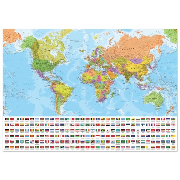 Very Detailed World Political & Physical Map – Premium Wall Map