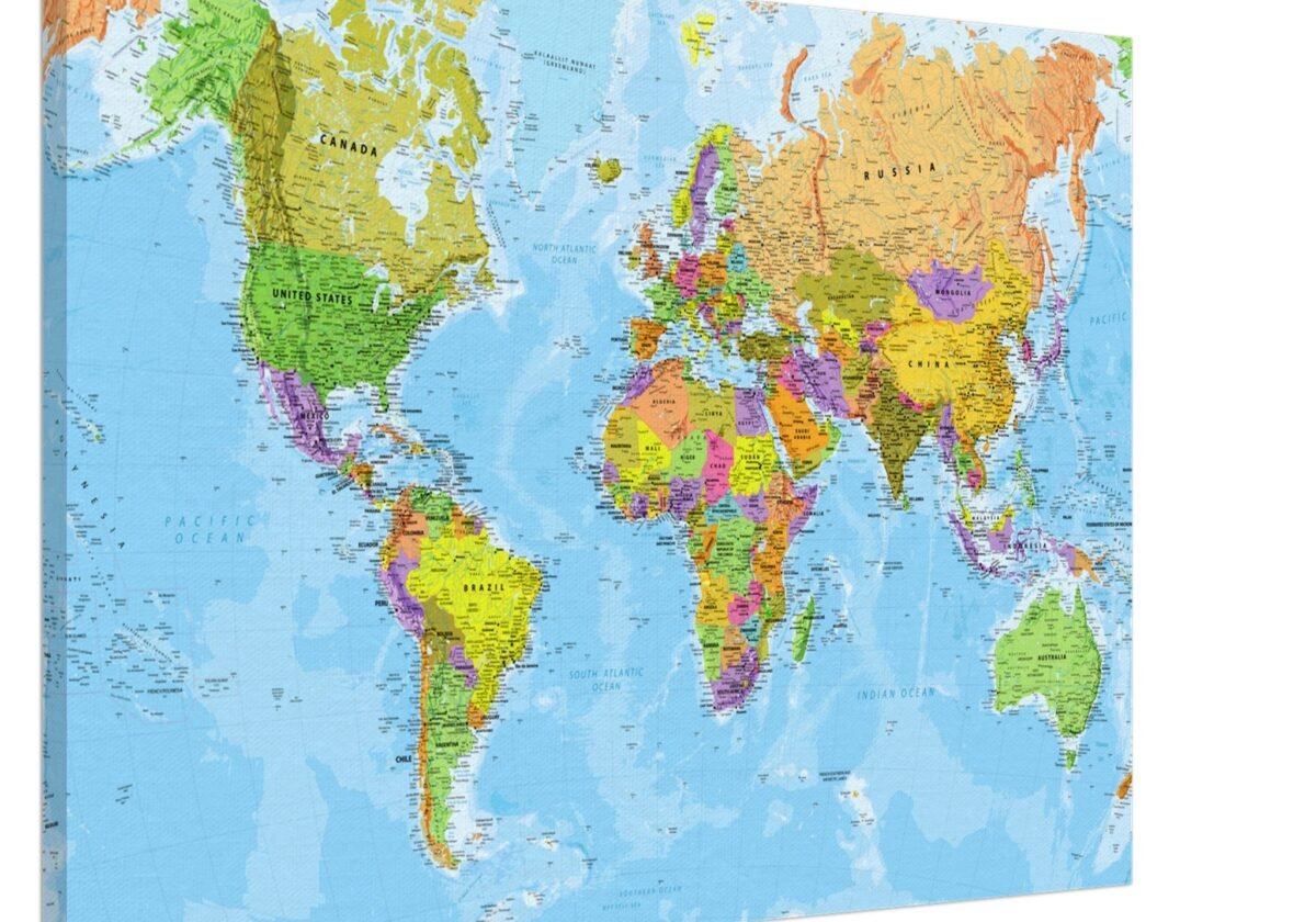Very Detailed World Political & Physical Map – Premium Wall Map