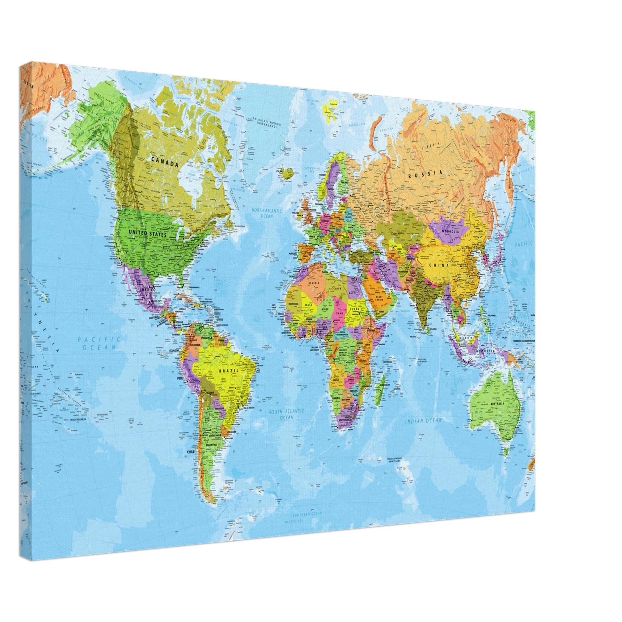 Very Detailed World Political & Physical Map – Premium Wall Map