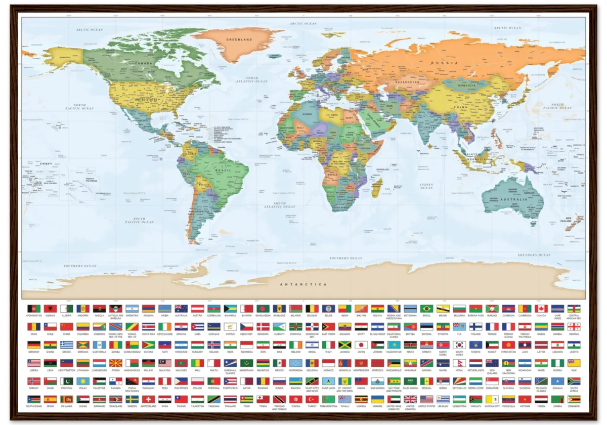 Very Detailed World Political Map with Country Flags and Capitals Premium Wall Map Very Detailed World Political Map with Country Flags and Capitals Premium Wall Map