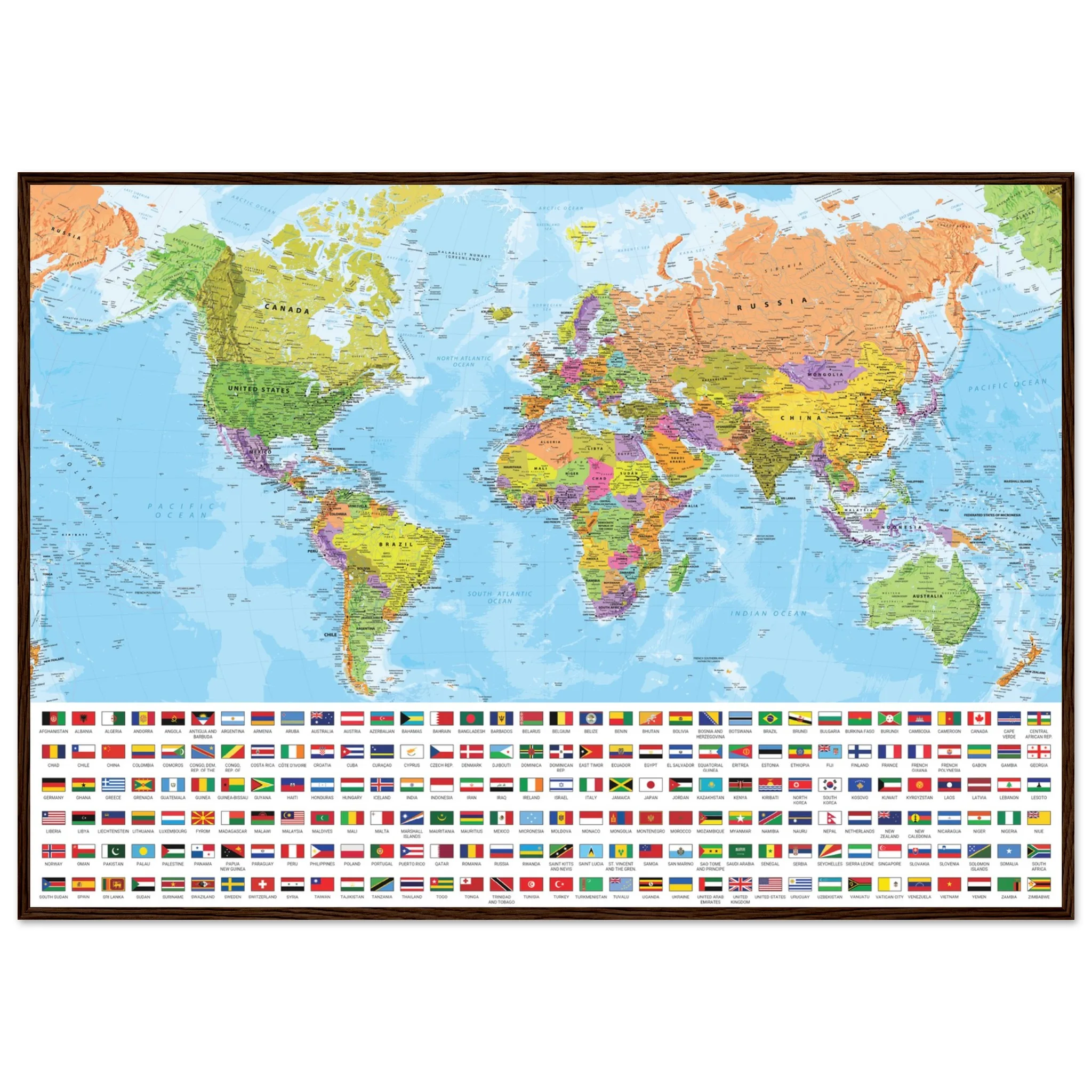 Very Detailed World Political & Physical Map – Premium Wall Map