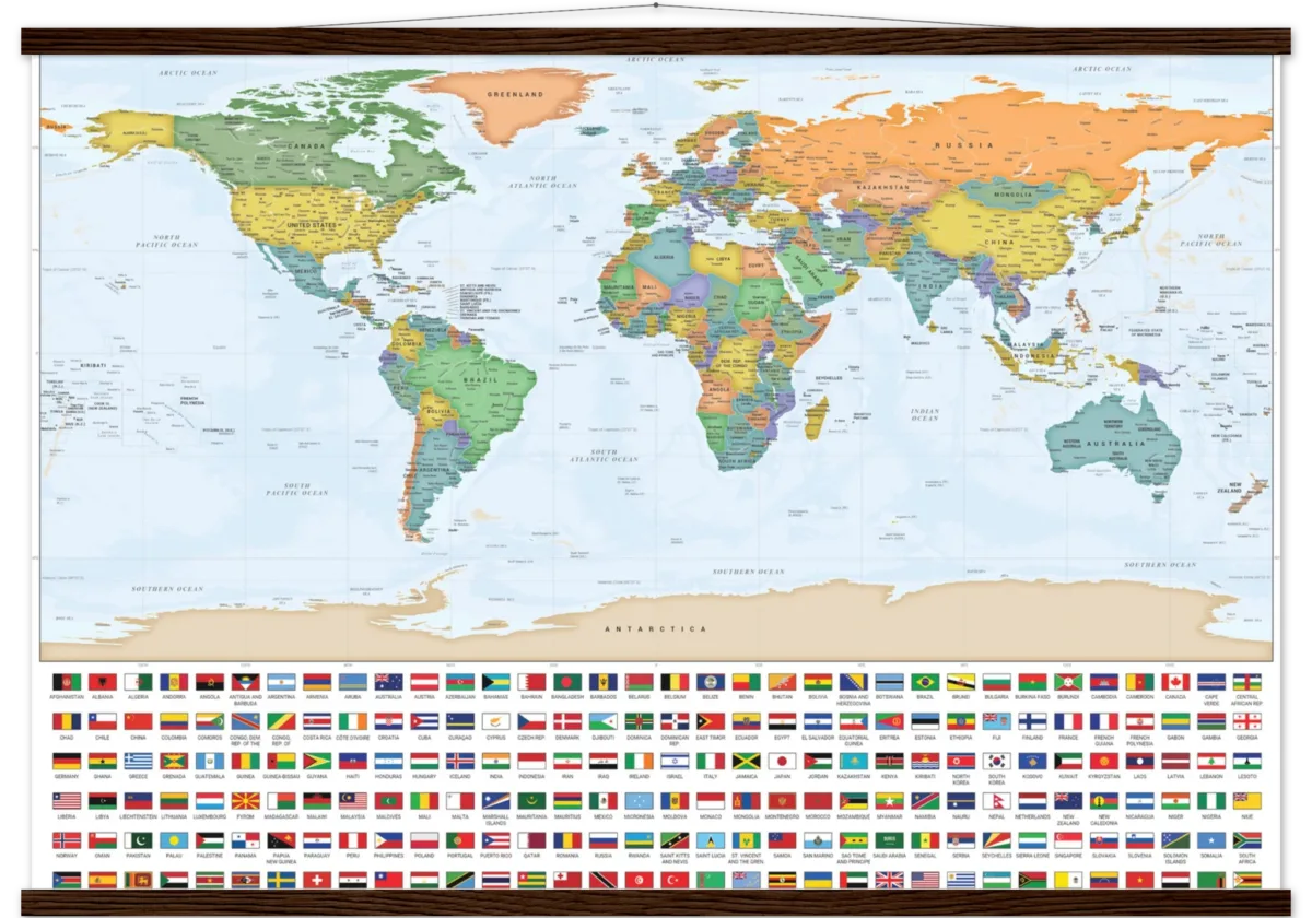 Very Detailed World Political Map with Country Flags and Capitals Premium Wall Map Very Detailed World Political Map with Country Flags and Capitals Premium Wall Map