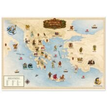 Mythical Creatures of Ancient Greece Map – Illustrated Greek Mythology Wall Art - Fine Art Poster