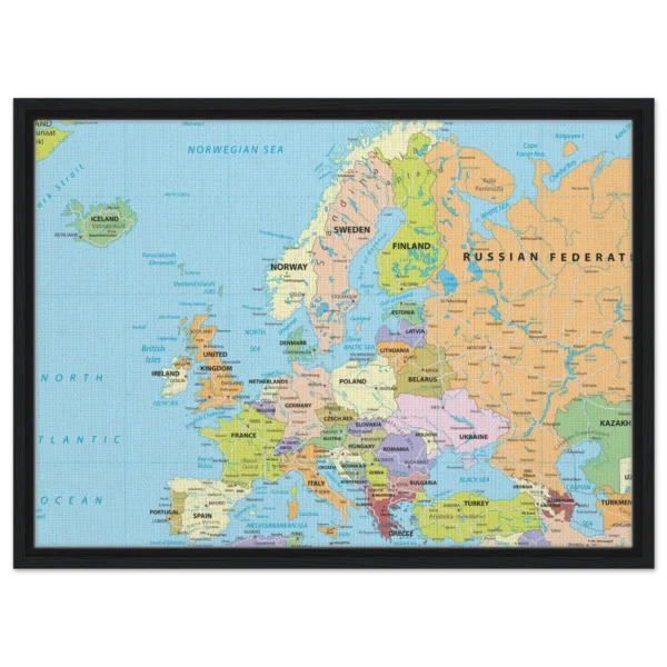 Political map of Europe showing countries, capitals, borders, and major cities.