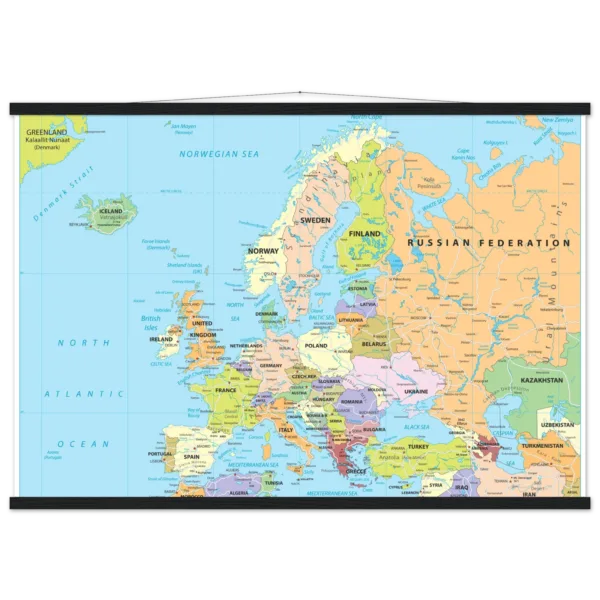 Political map of Europe showing countries, capitals, borders, and major cities.
