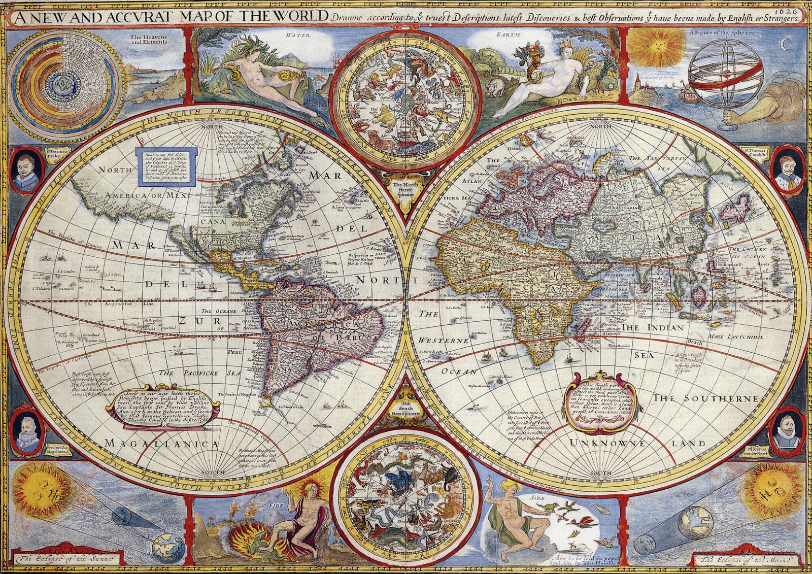 John Speed 1626 Vintage World Map – A New and Accvrat Map of the World