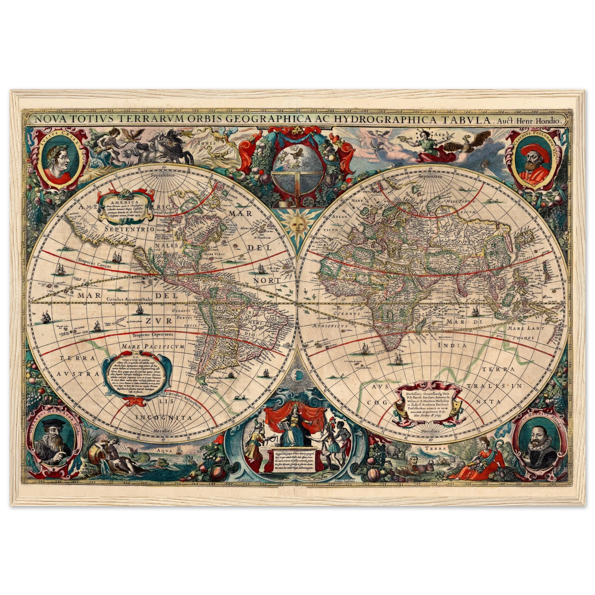 Hendrik Hondius World Map 1630 | Antique Vintage Map Wall Art