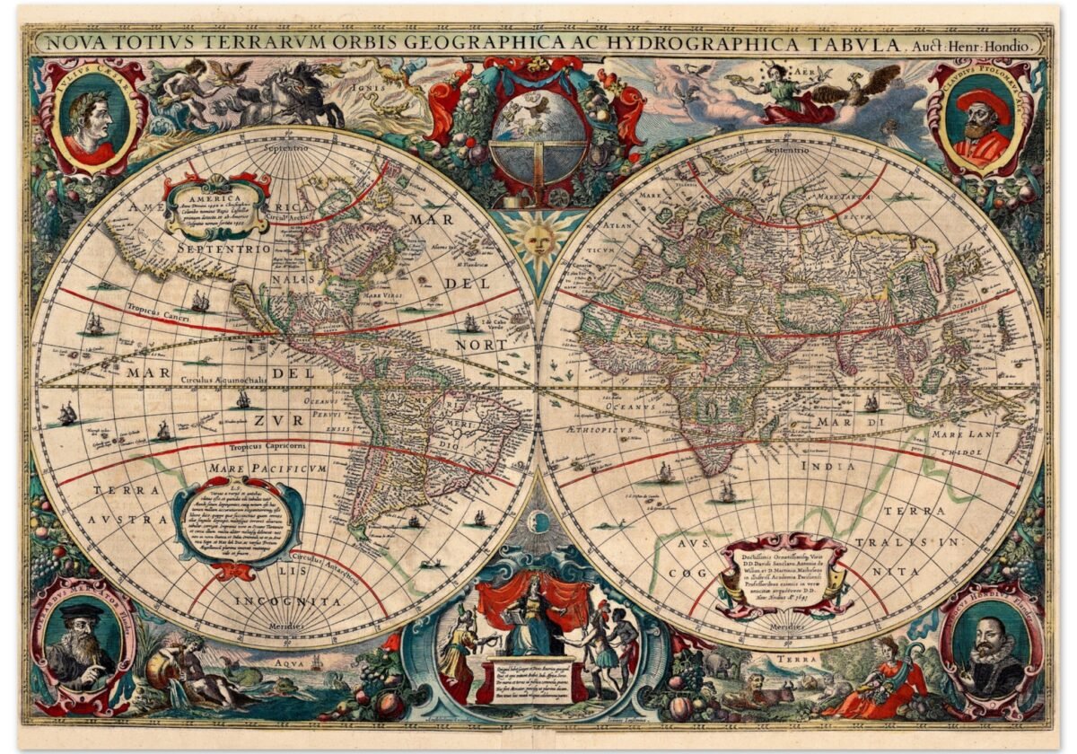Hendrik Hondius World Map 1630 | Antique Vintage Map Wall Art Hendrik Hondius World Map 1630 | Antique Vintage Map Wall Art