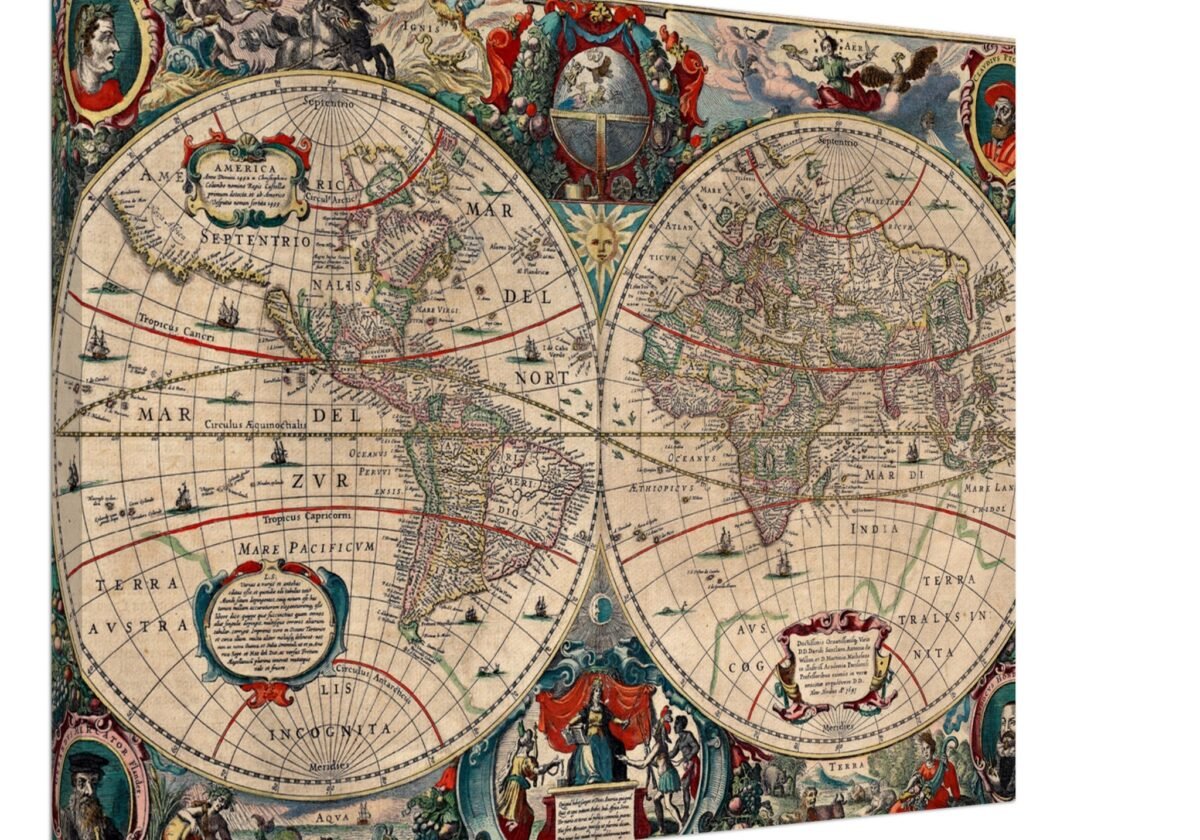 Hendrik Hondius World Map 1630 | Antique Vintage Map Wall Art Hendrik Hondius World Map 1630 | Antique Vintage Map Wall Art