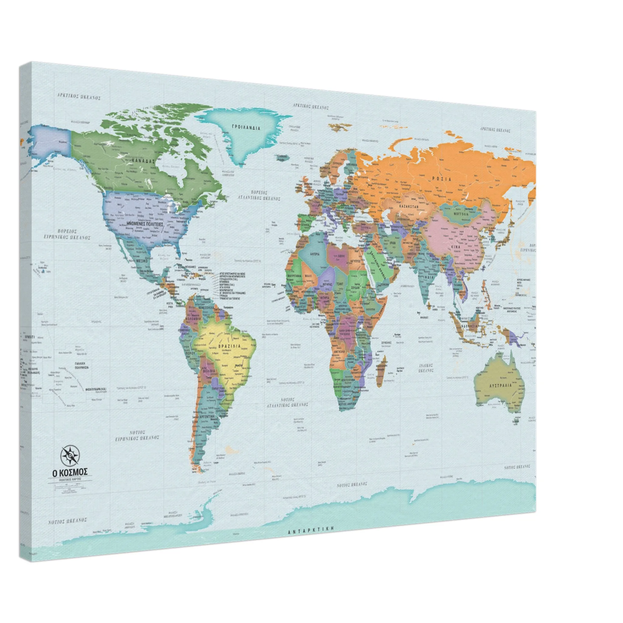 World Map in Greek | Detailed Political & Physical Map