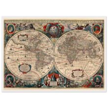 Hendrik Hondius World Map 1630 | Antique Vintage Map Wall Art