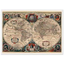 Hendrik Hondius World Map 1630 | Antique Vintage Map Wall Art Hendrik Hondius World Map 1630 | Antique Vintage Map Wall Art