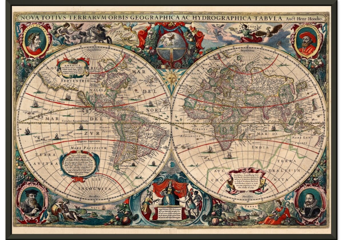 Hendrik Hondius World Map 1630 | Antique Vintage Map Wall Art Hendrik Hondius World Map 1630 | Antique Vintage Map Wall Art