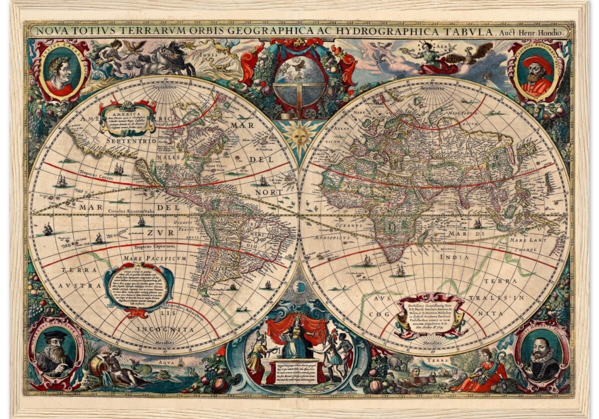Hendrik Hondius World Map 1630 | Antique Vintage Map Wall Art Hendrik Hondius World Map 1630 | Antique Vintage Map Wall Art