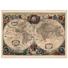 Hendrik Hondius World Map 1630 | Antique Vintage Map Wall Art Hendrik Hondius World Map 1630 | Antique Vintage Map Wall Art