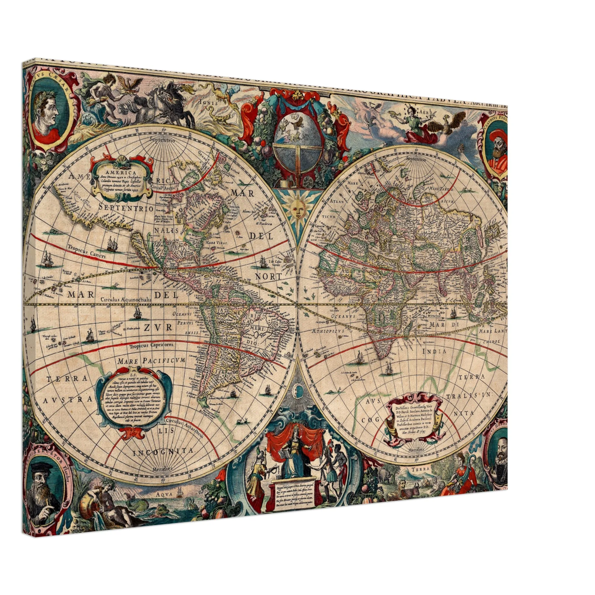 Hendrik Hondius World Map 1630 | Antique Vintage Map Wall Art Hendrik Hondius World Map 1630 | Antique Vintage Map Wall Art
