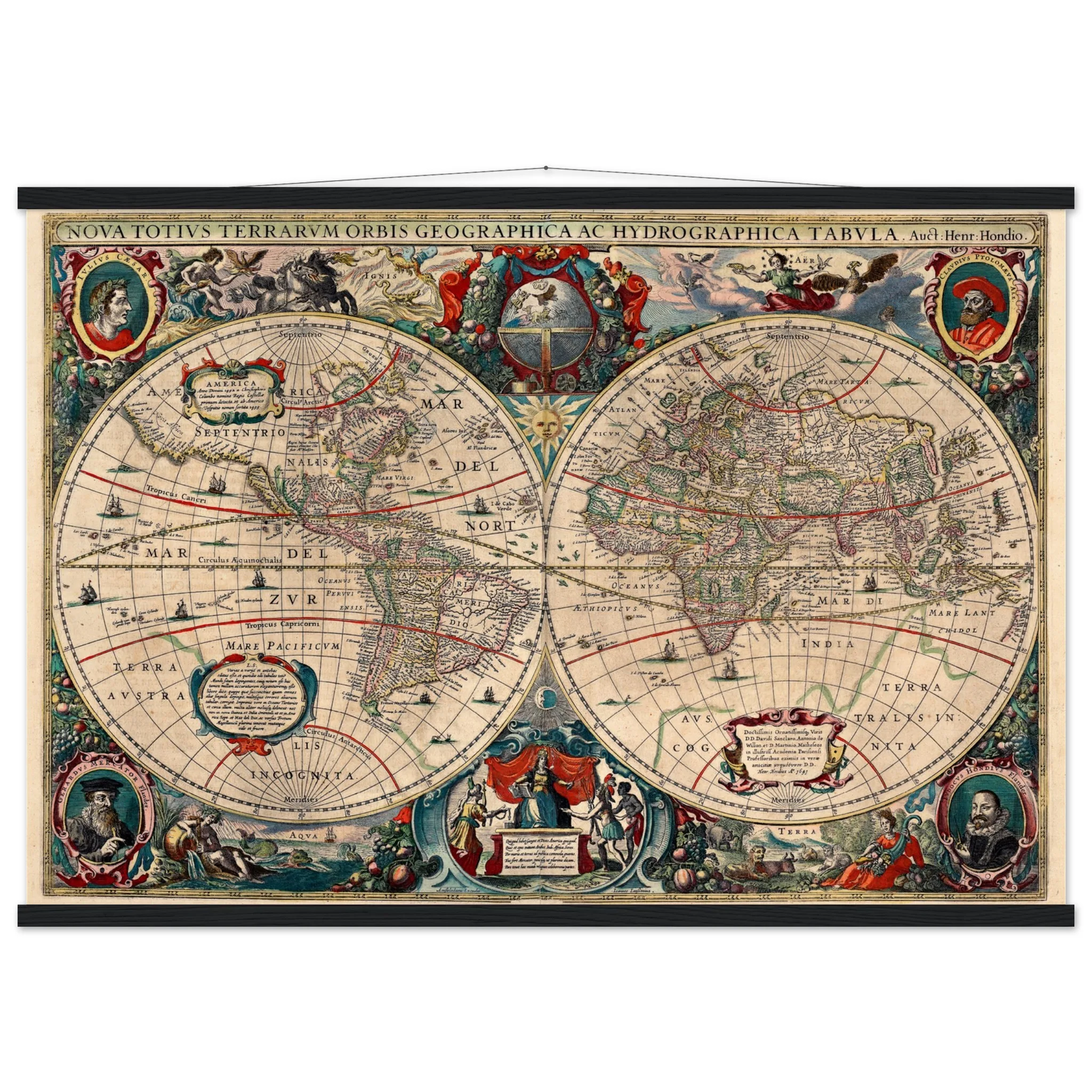 Hendrik Hondius World Map 1630 | Antique Vintage Map Wall Art Hendrik Hondius World Map 1630 | Antique Vintage Map Wall Art