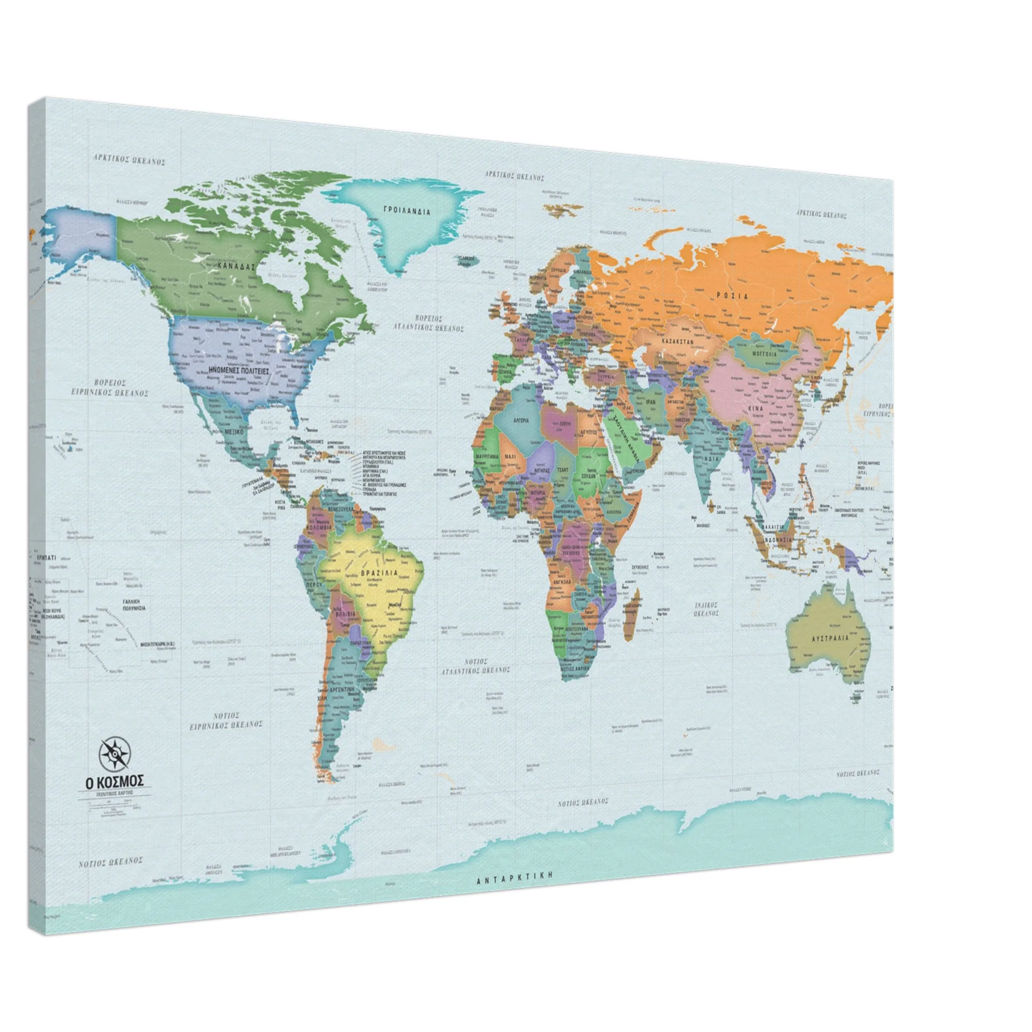 World Map in Greek | Detailed Political & Physical Map